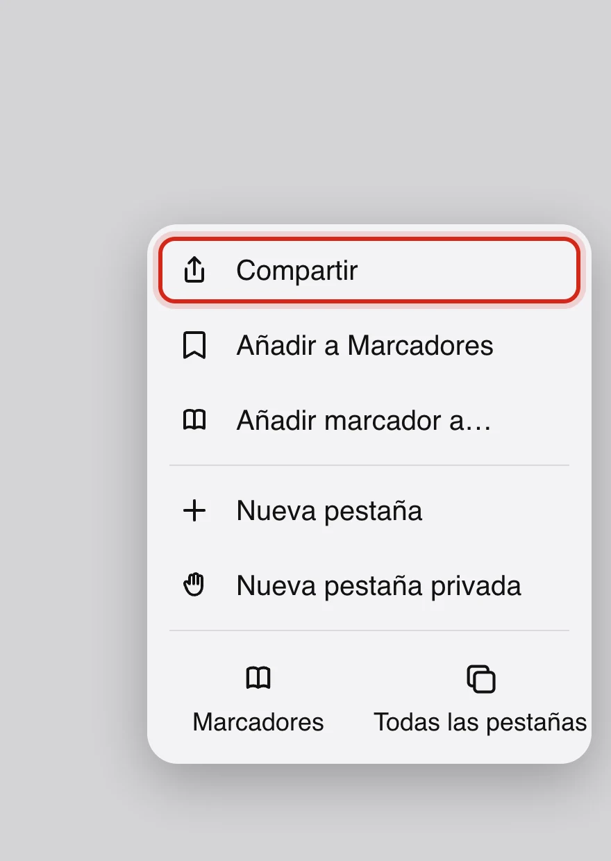 iPhone: pulsa Compartir en el menú