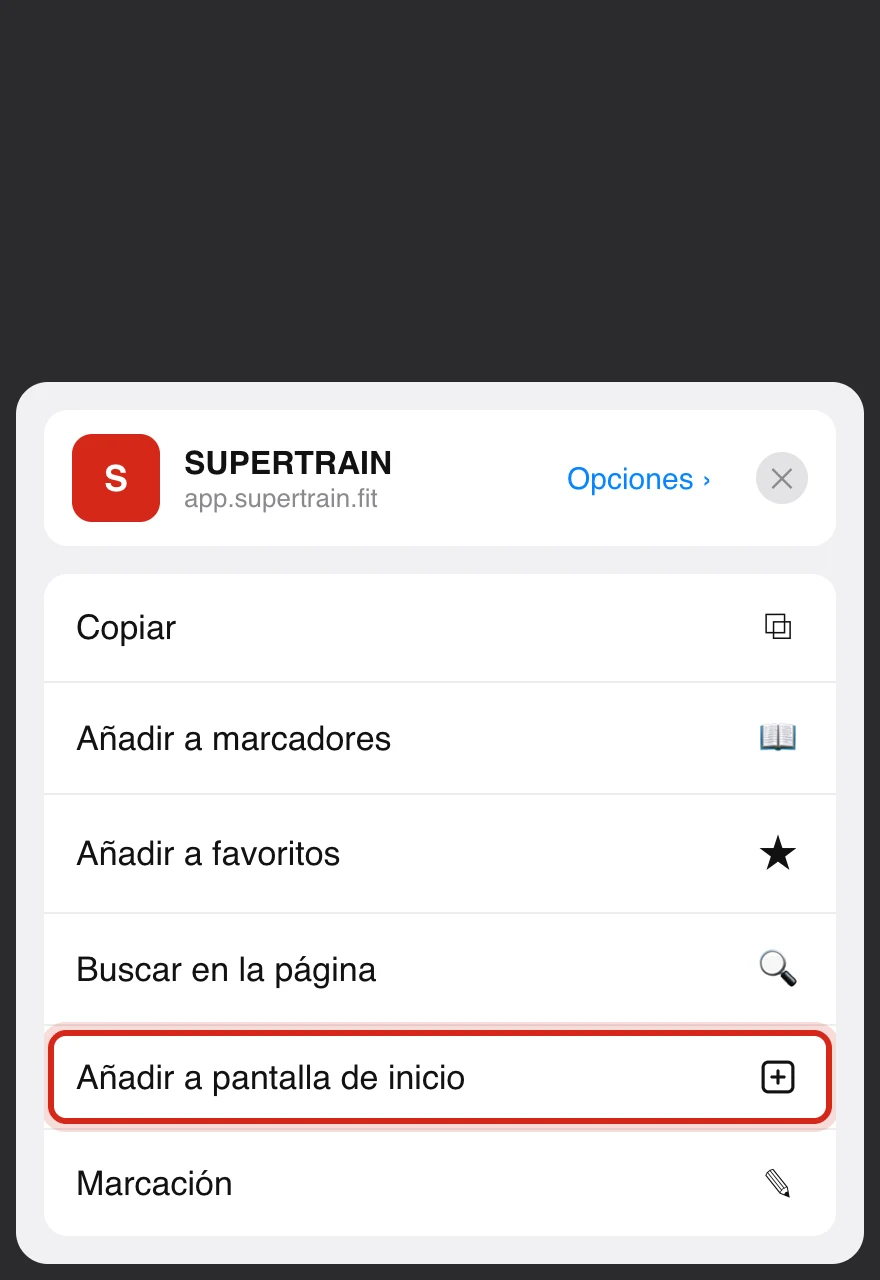 iPhone: selecciona Añadir a pantalla de inicio